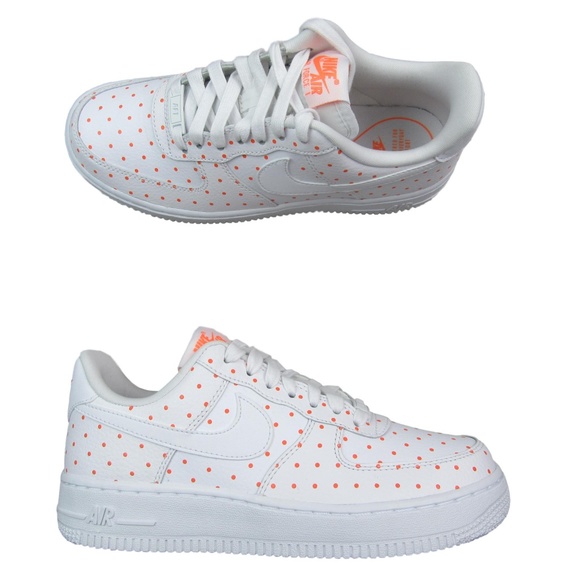 orange polka dot air force ones
